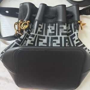 Fendi Black and Gray Crossbody Bag with Gold Accents (Pre-owned see below)